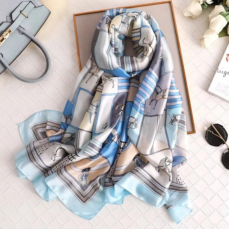 Women's Silk Neck Wrap Printed Pattern Trendy Beach Scarves