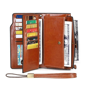 Women's PU Leather Zipper Hasp Closure Solid Pattern Wallets