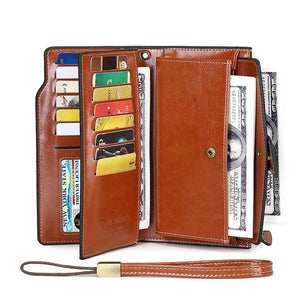 Women's PU Leather Zipper Hasp Closure Solid Pattern Wallets