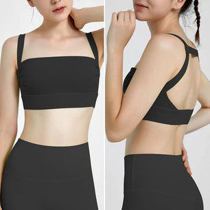 Women's Nylon Square-Neck Sleeveless Breathable Yoga Crop Top