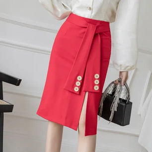 Women's Polyester Elastic High Waist Solid Pattern Casual Skirts