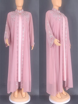 Women's Arabian Polyester Full Sleeves Embroidery Pattern Dress