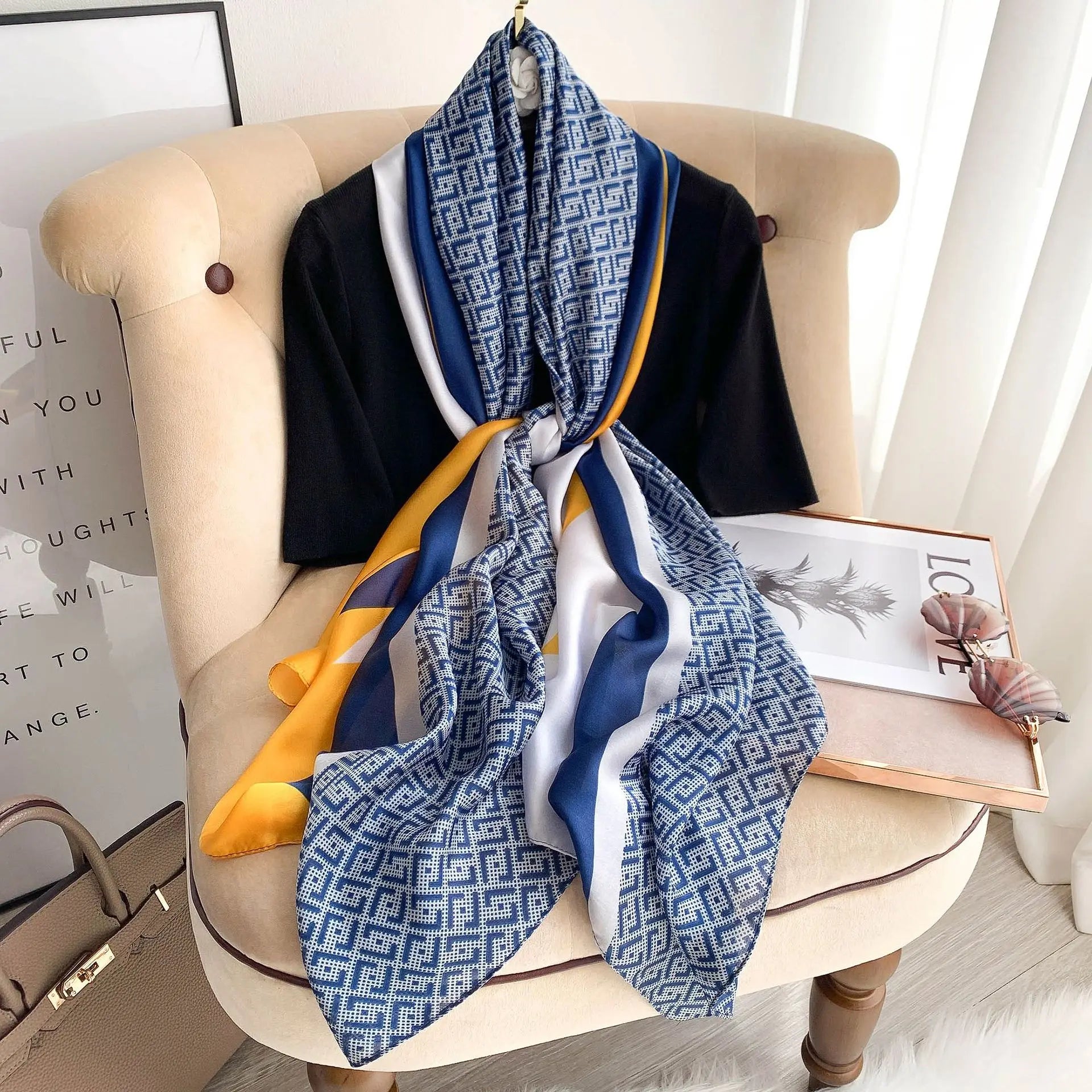 Women's Silk Neck Wrap Printed Pattern Trendy Beach Scarves