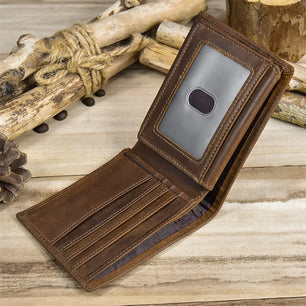 Men's Genuine Leather Solid Pattern Card Holder Vintage Wallet