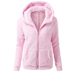 Women's Polyester Long Sleeves Solid Pattern Zipper Hooded Jacket