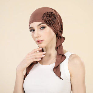 Women's Arabian Polyester Headwear Flower Pattern Casual Hijabs