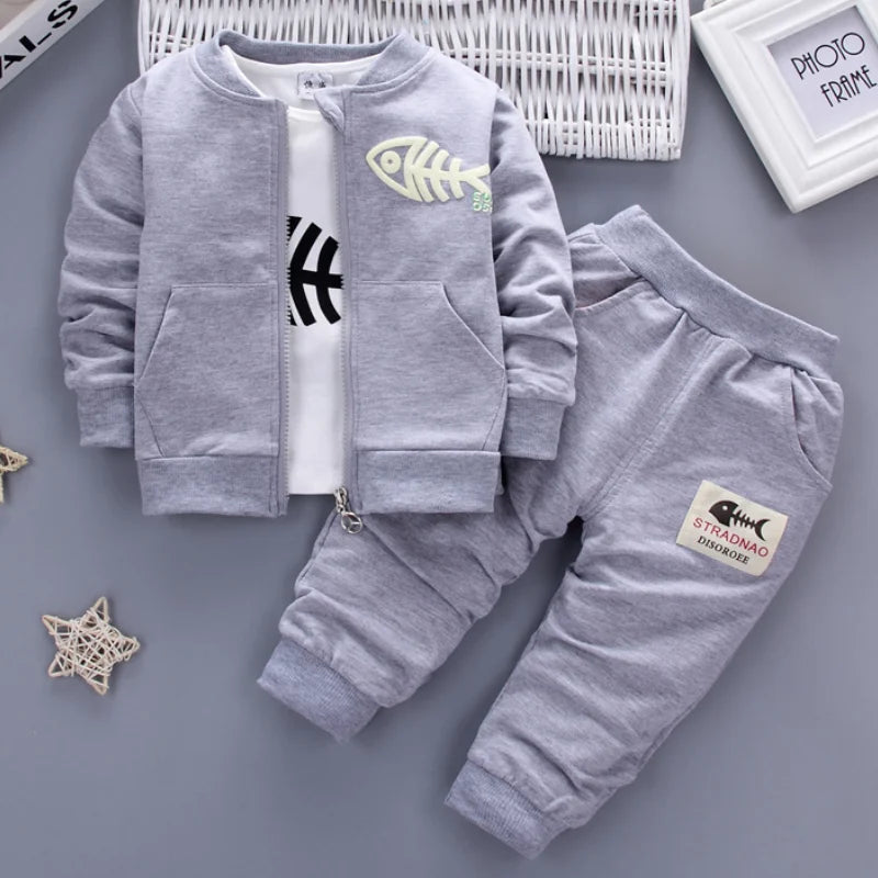 Kid's Polyester Long Sleeves Zipper Closure Printed Clothes