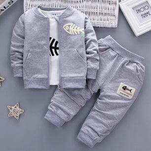 Kid's Polyester Long Sleeves Zipper Closure Printed Clothes