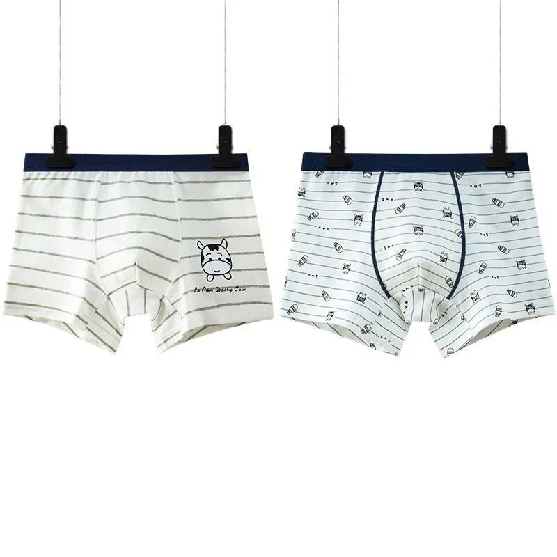 Kid's Boy 2Pcs Cotton Quick-Dry Printed Pattern Underwear Shorts