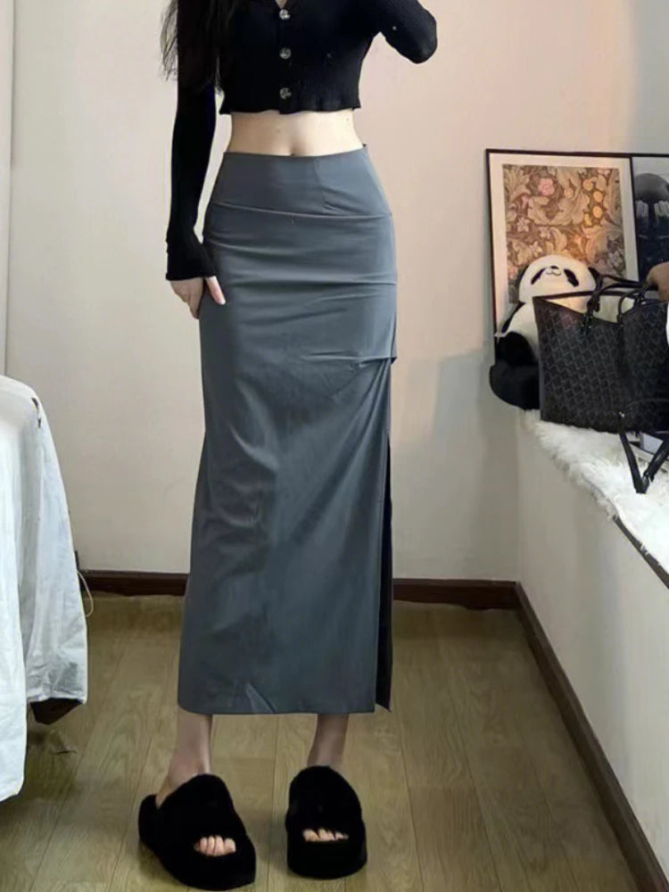 Women's Polyester High Waist Solid Pattern Casual Wear Skirts