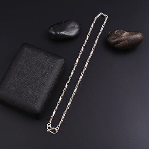 Men's 925 Sterling Silver Link Chain Geometric Pattern Necklace