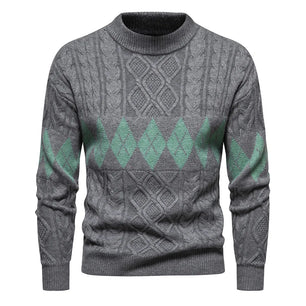 Men's Acrylic O-Neck Full Sleeve Knitted Pattern Casual Sweater