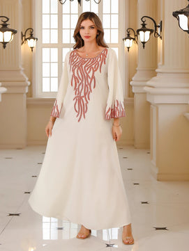 Women's Arabian Polyester Full Sleeves Embroidery Pattern Dress