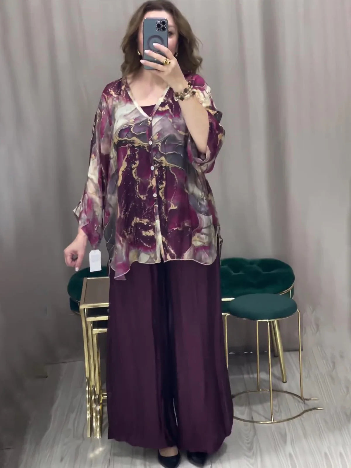 Women's Arabian Polyester Full Sleeves Printed Pattern Dress