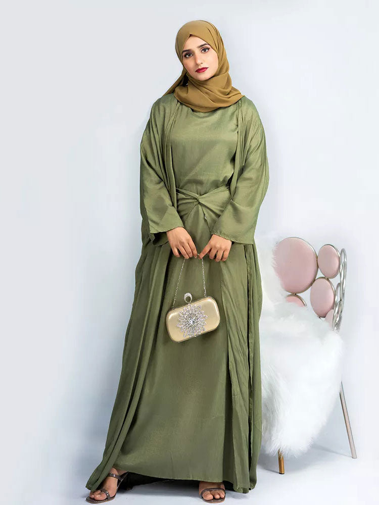 Women's Arabian Polyester Full Sleeve Solid Pattern Casual Abaya