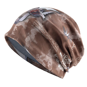 Men's Acrylic Skullies Beanies Printed  Pattern Winter Turban Cap