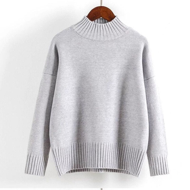 Women's Mock Neck Acrylic Full Sleeves Casual Wear Pullover Sweater