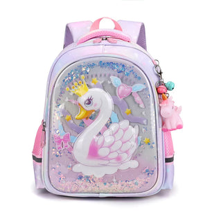 Kid's Girl Polyester Zipper Closure Waterproof School Backpack