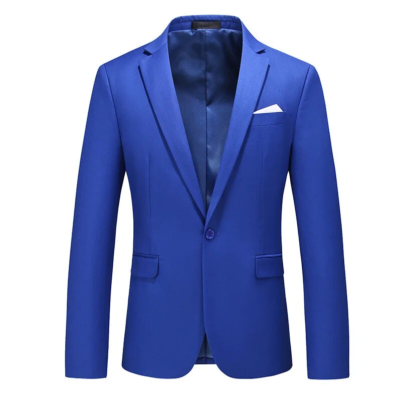 Men's Polyester Notched Collar Long Sleeve Single Button Blazers