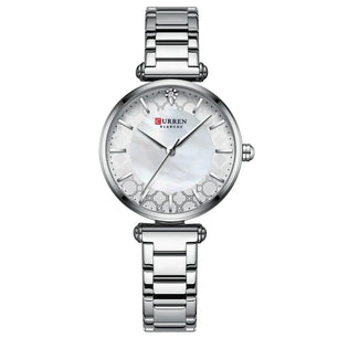 Women's Alloy Case Bracelet Clasp Luxury Round Quartz Watch