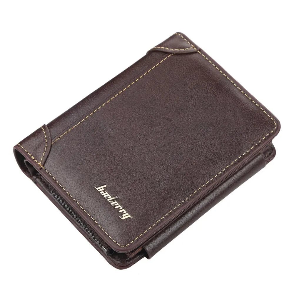 Men's PU Leather Solid Pattern Card Holder Mini Trendy Wallets