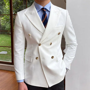 Men's Notched Collar Long Sleeve Double Breasted Wedding Blazers