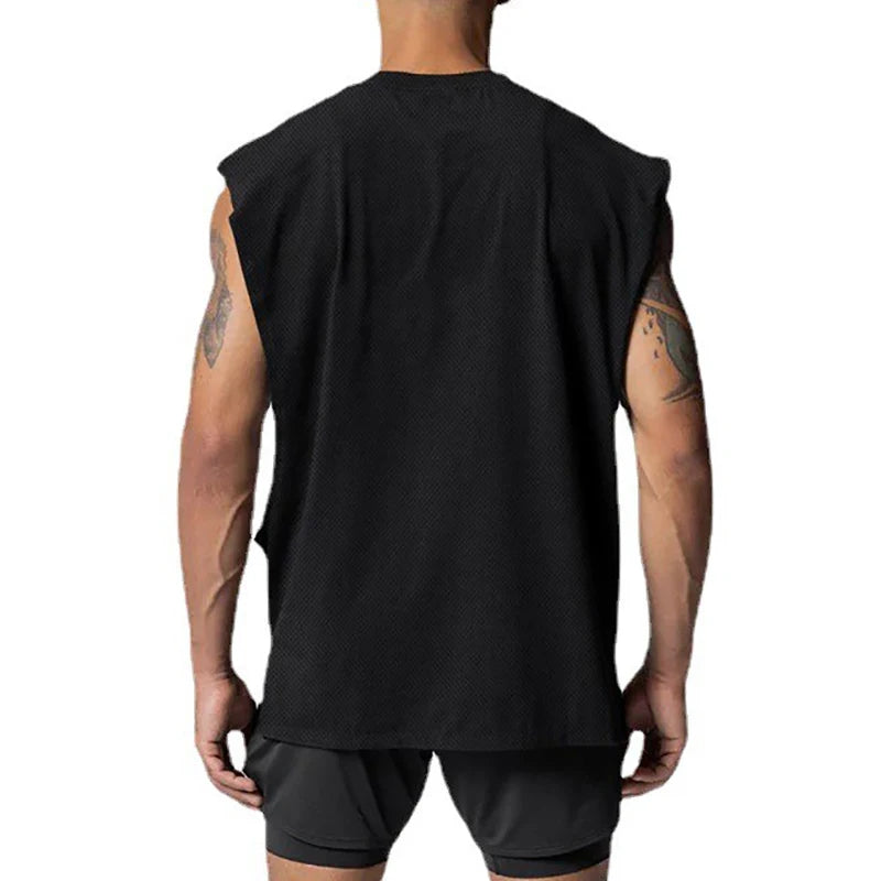 Men's Polyester Sleeveless Pullover Closure Sportswear T-Shirt