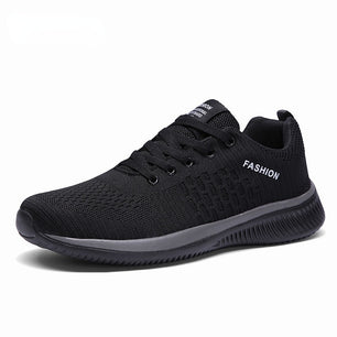 Men's Round Toe Mesh Breathable Lace Up Casual Walking Shoes