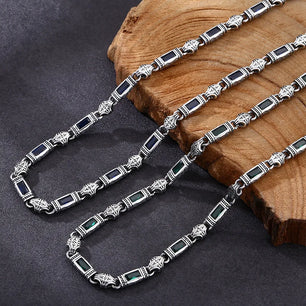 Men's 100% 925 Sterling Silver Link Chain Geometric Necklace