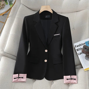 Women's Notched Collar Long Sleeve Single Breasted Casual Blazer