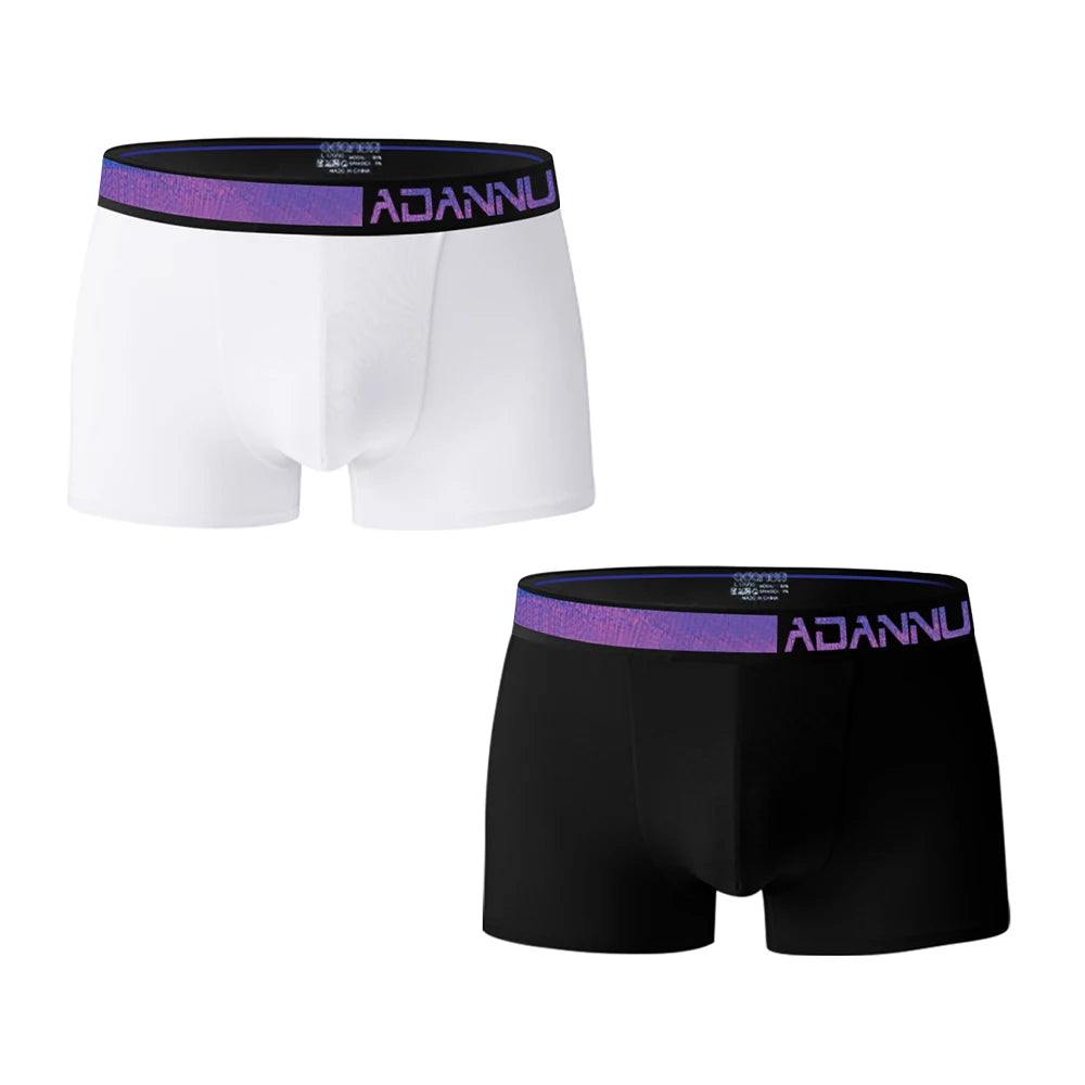 Men's 2 Pcs Cotton Letter Pattern Trendy Underwear Boxer Shorts