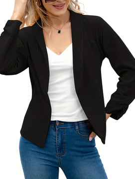 Women's Cotton Notched Collar Long Sleeves Casual Wear Blazers