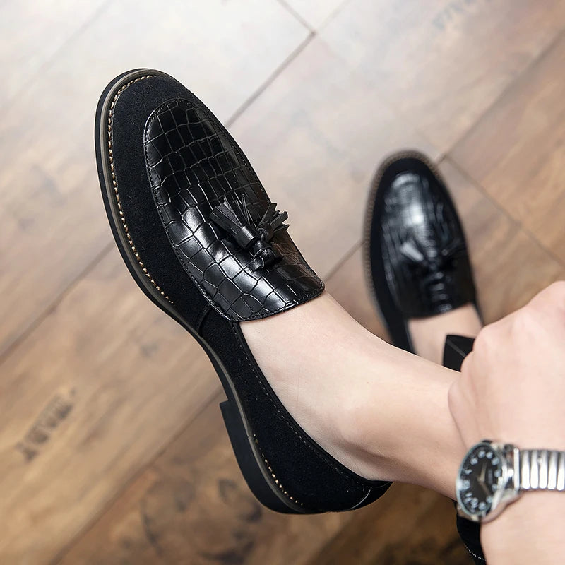 Men's Microfiber Round Toe Slip-On Closure Formal Wedding Shoes