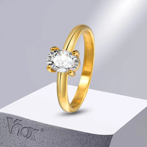 Women's Metal Stainless Steel Round Shaped Trendy Engagement Ring