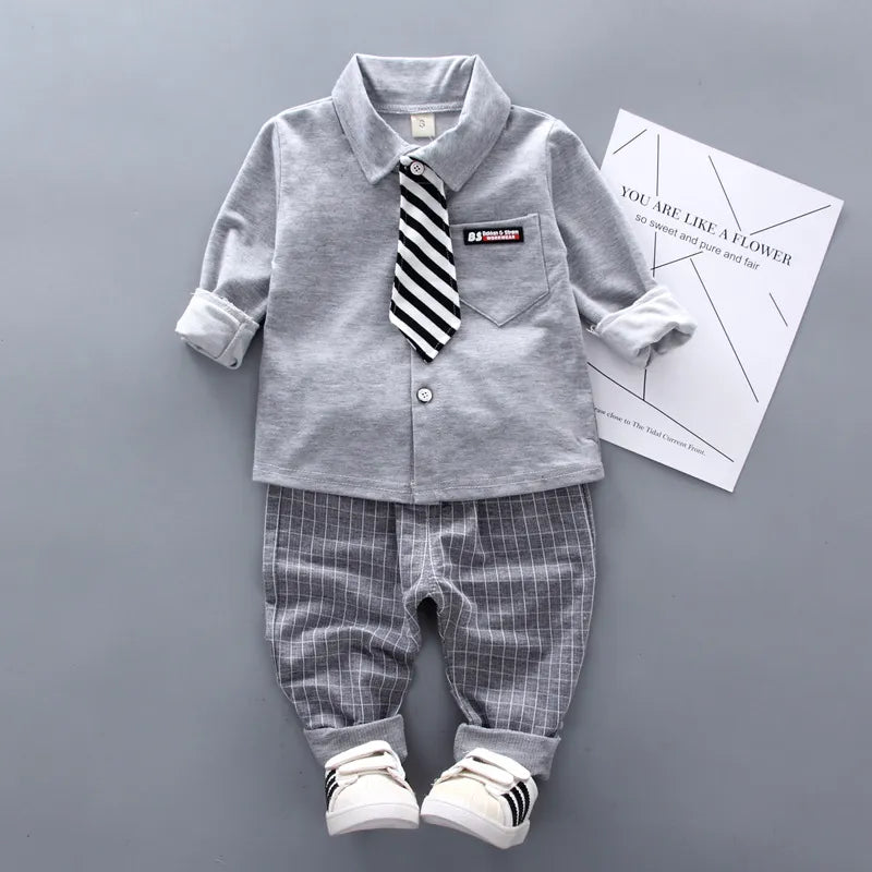 Kid's Boy Polyester Turn-Down Collar Full Sleeve Elegant Clothes