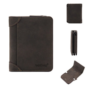 Men's PU Leather Letter Pattern Card Holder Trendy Coin Wallets