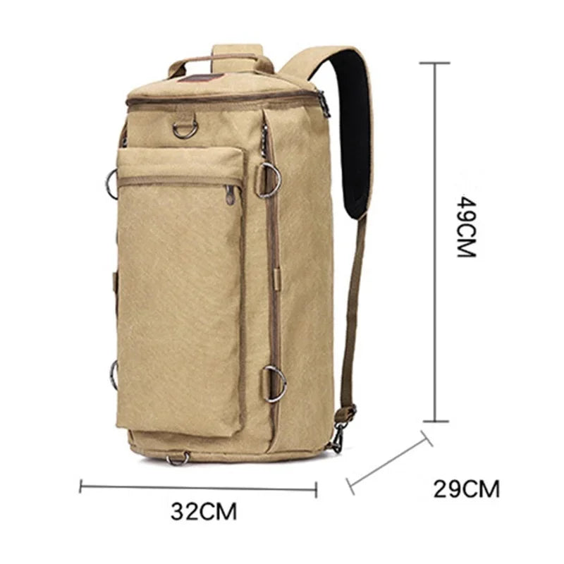 Men's Nylon Zipper Closure Solid Pattern Hiking Traveling Bag