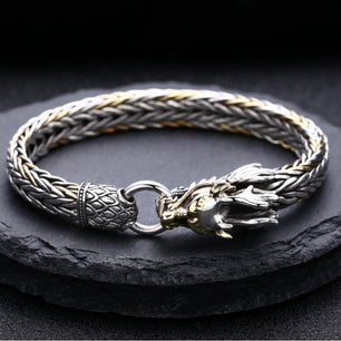 Men's 100% 925 Sterling Silver Dragon Pattern Charm Bracelet