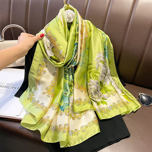 Women's Silk Neck Wrap Printed Pattern Trendy Beach Scarves