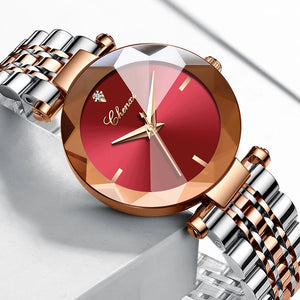 Women's Stainless Steel Round Shaped Waterproof Luxury Watch