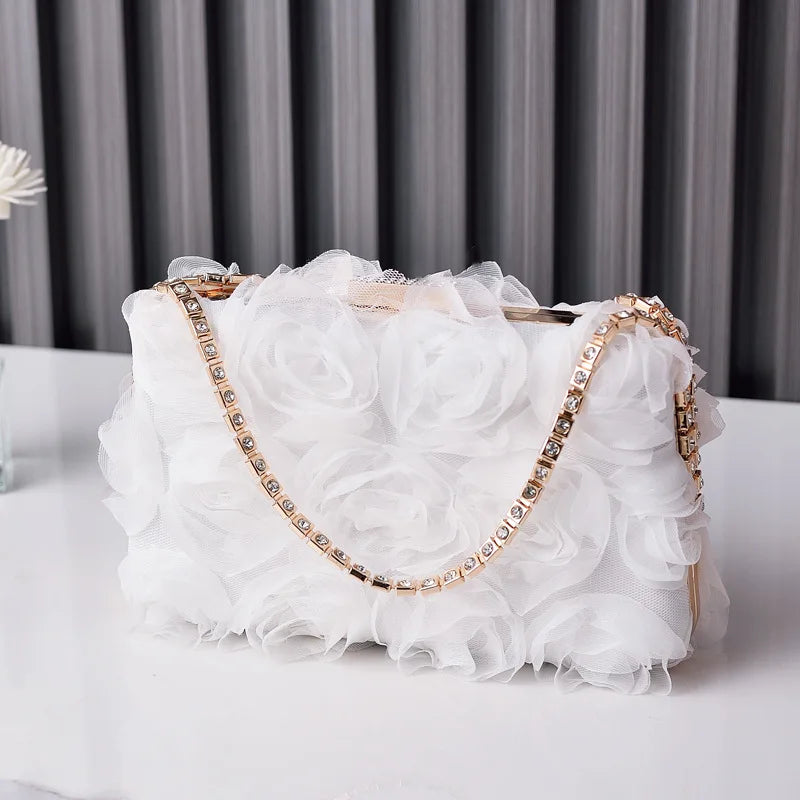 Women's Polyester Hasp Closure Floral Luxury Bridal Wedding Clutch