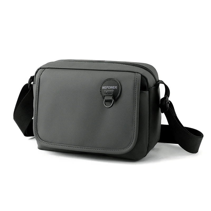 Men's Nylon Zipper Closure Solid Pattern Crossbody Shoulder Bag