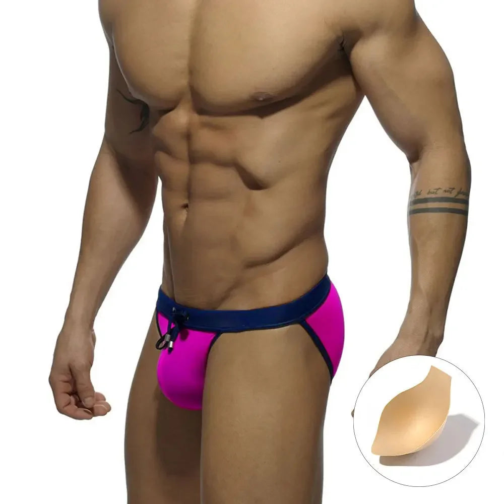 Men's Polyester Drawstring Closure Mixed Colors Bathing Brief