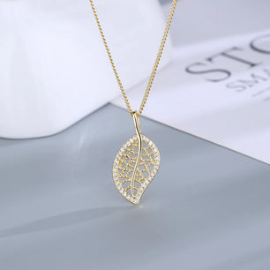 Women's 100% 925 Sterling Silver Leaf Shaped Wedding Necklace