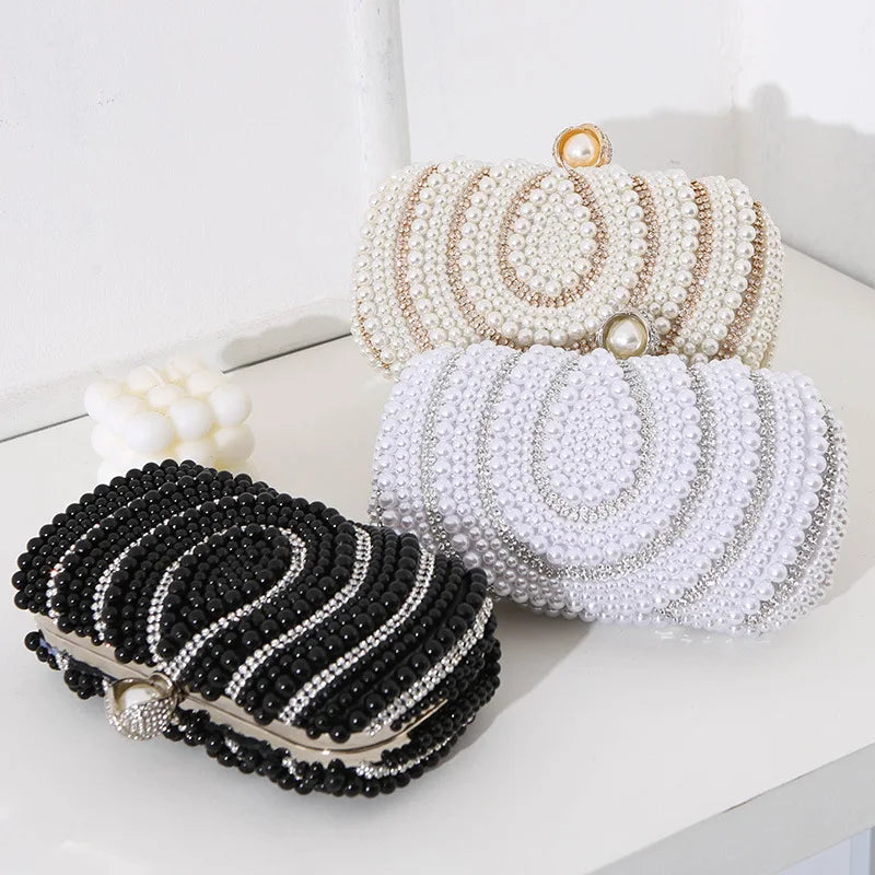 Women's Polyester Hasp Closure Pearl Pattern Vintage Clutch