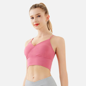 Women's Nylon Sleeveless Padded Fitness Yoga Workout Crop Top