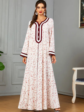 Women's Arabian Polyester Full Sleeves Printed Pattern Dress