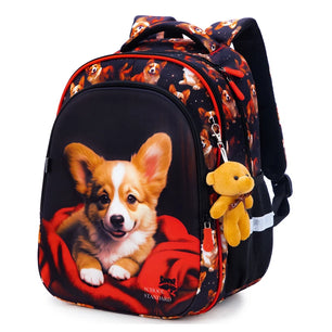 Kid's Nylon Zipper Closure Animal Pattern Trendy School Backpack