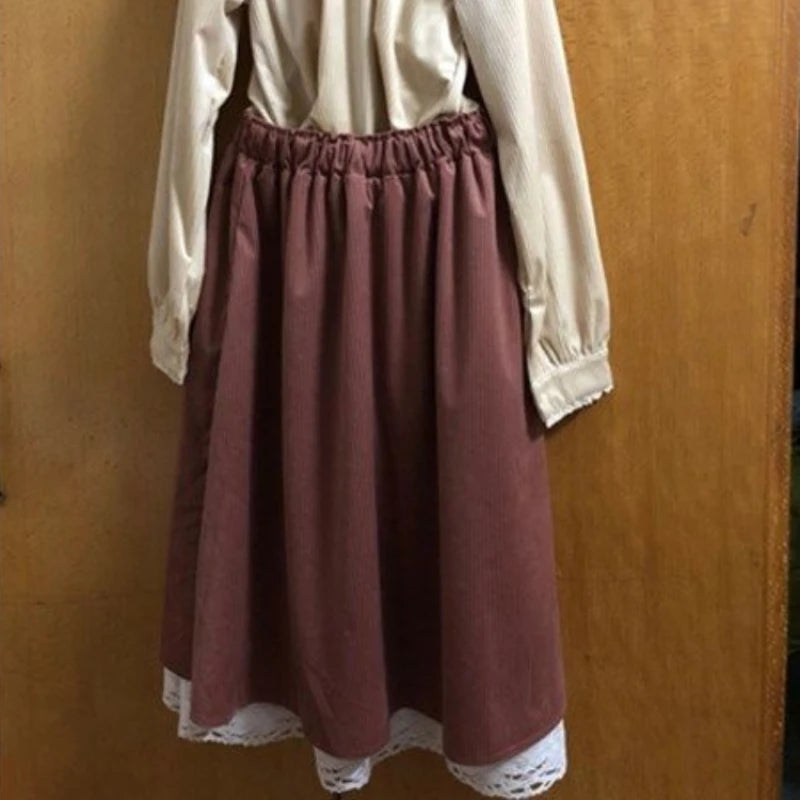 Women's Cotton High Waist Solid Pattern Casual Wear Vintage Skirts