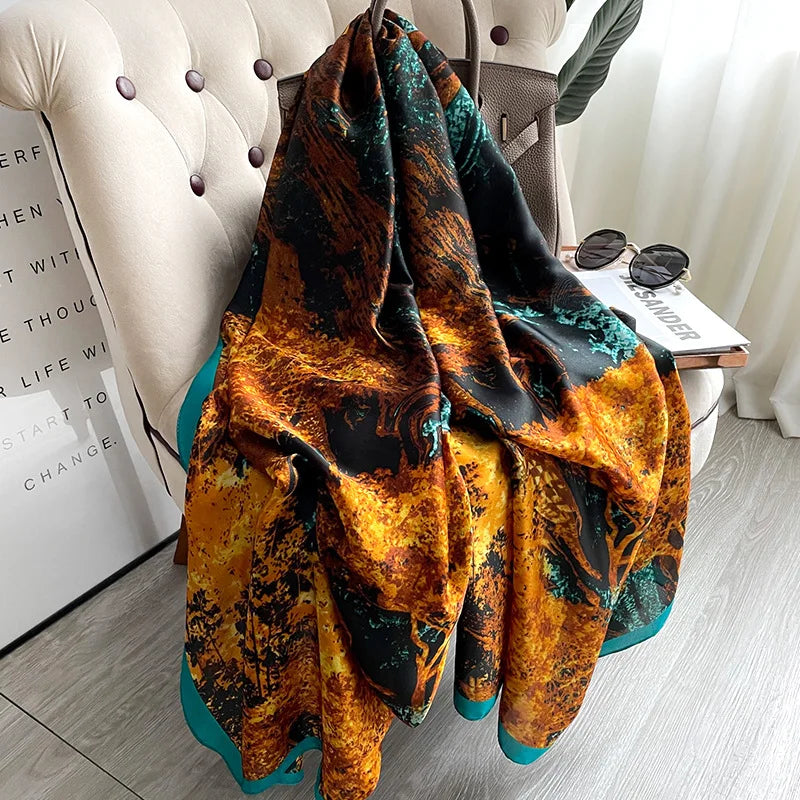 Women's Silk Neck Wrap Printed Pattern Trendy Beach Scarves